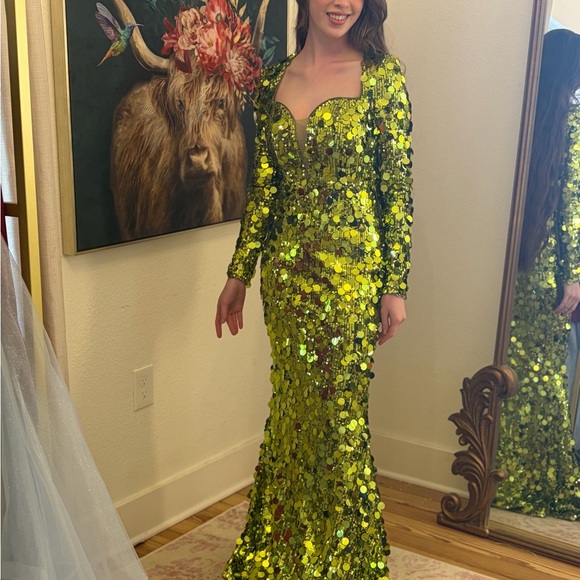 Faeriesty Dresses & Skirts - Elegant Disco Long Sleeve Sequin Dress in green